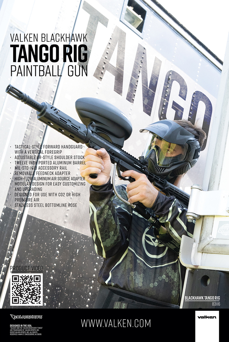 Valken ad for Blackhawk Tango Paintball Marker