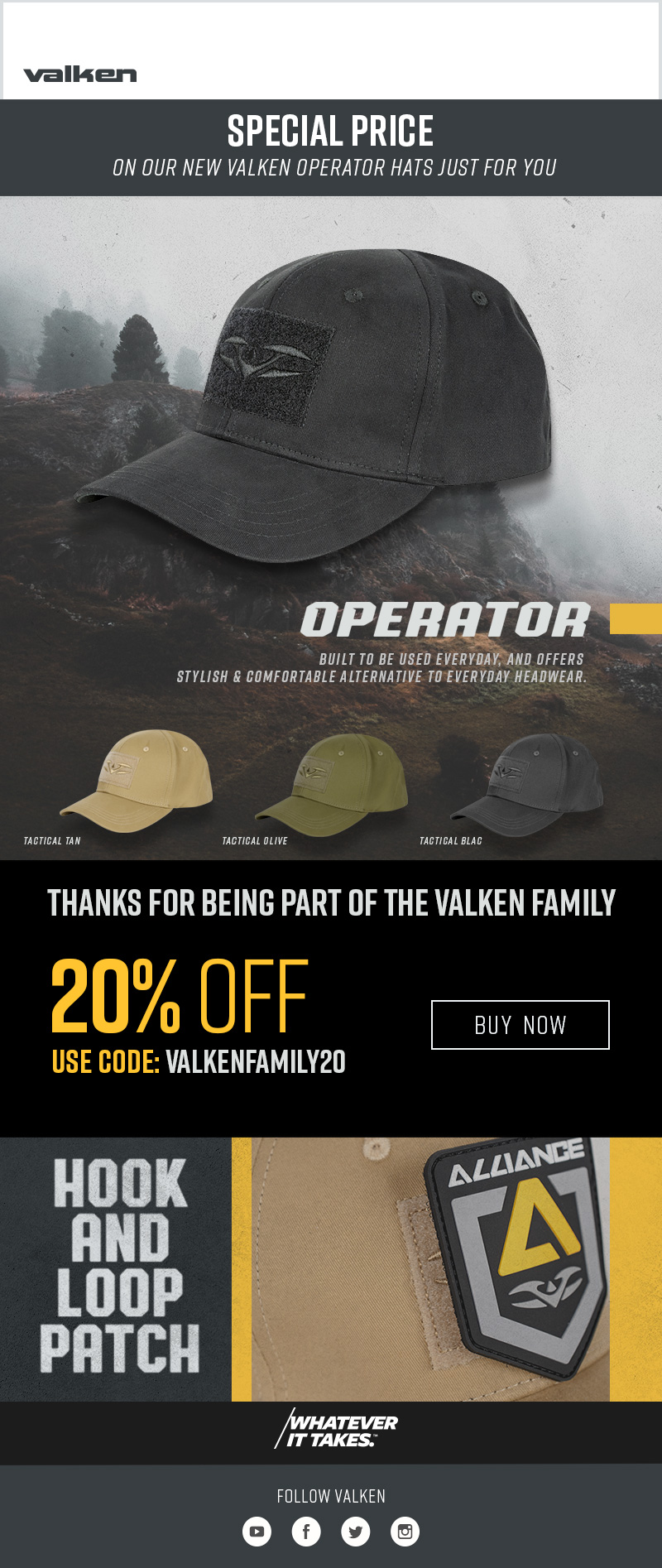 Valken Marketing-Email Valken Operator Hat Line