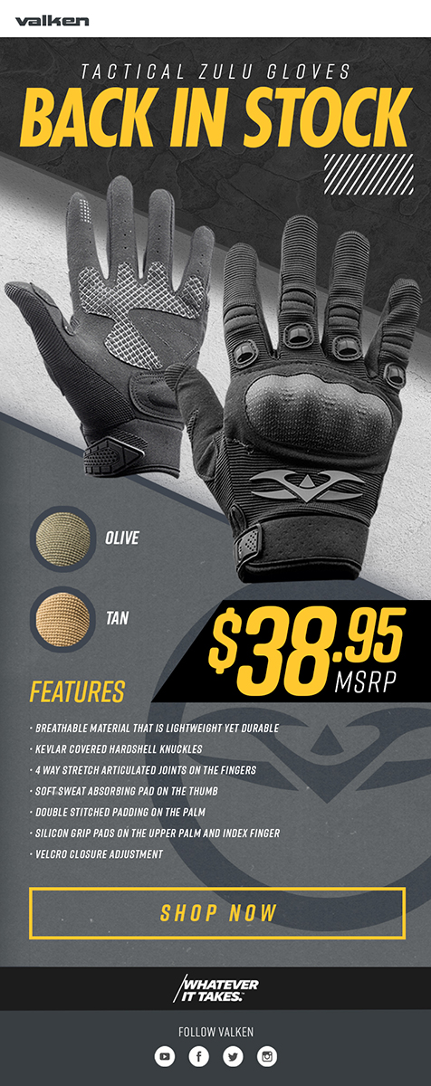 Valken Marketing-Zulu Gloves eBlast