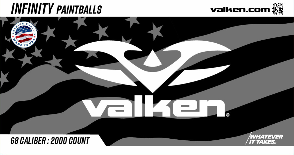 The Merica branded graphic in grey for the new Valken Infinity paintball box.