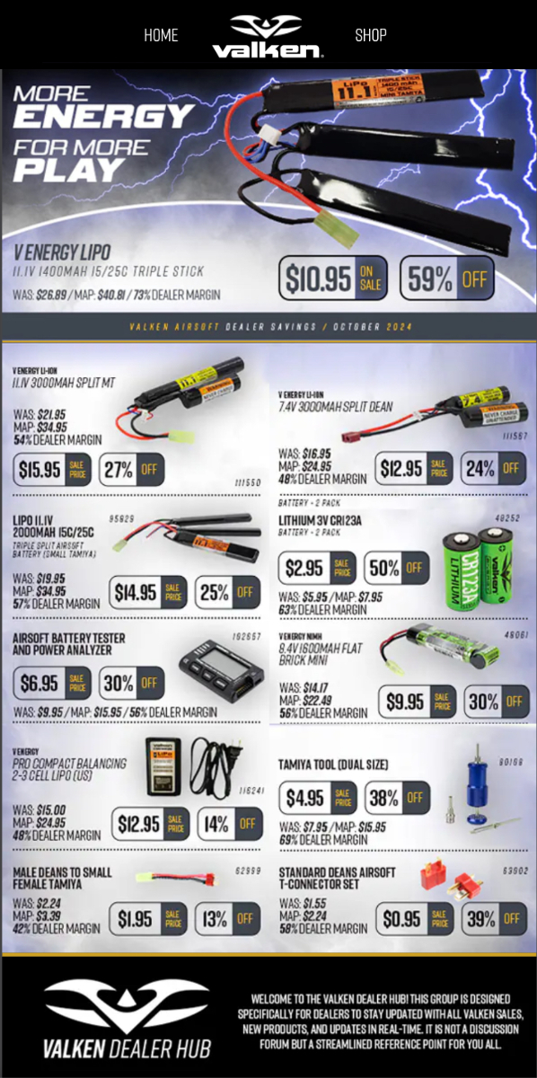 Valken Dealer Energy email blast design.