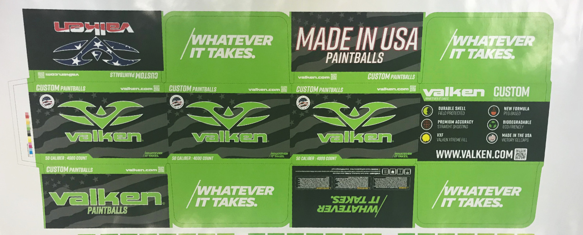 A proof of the new Valken Custom 50cal paintball box.