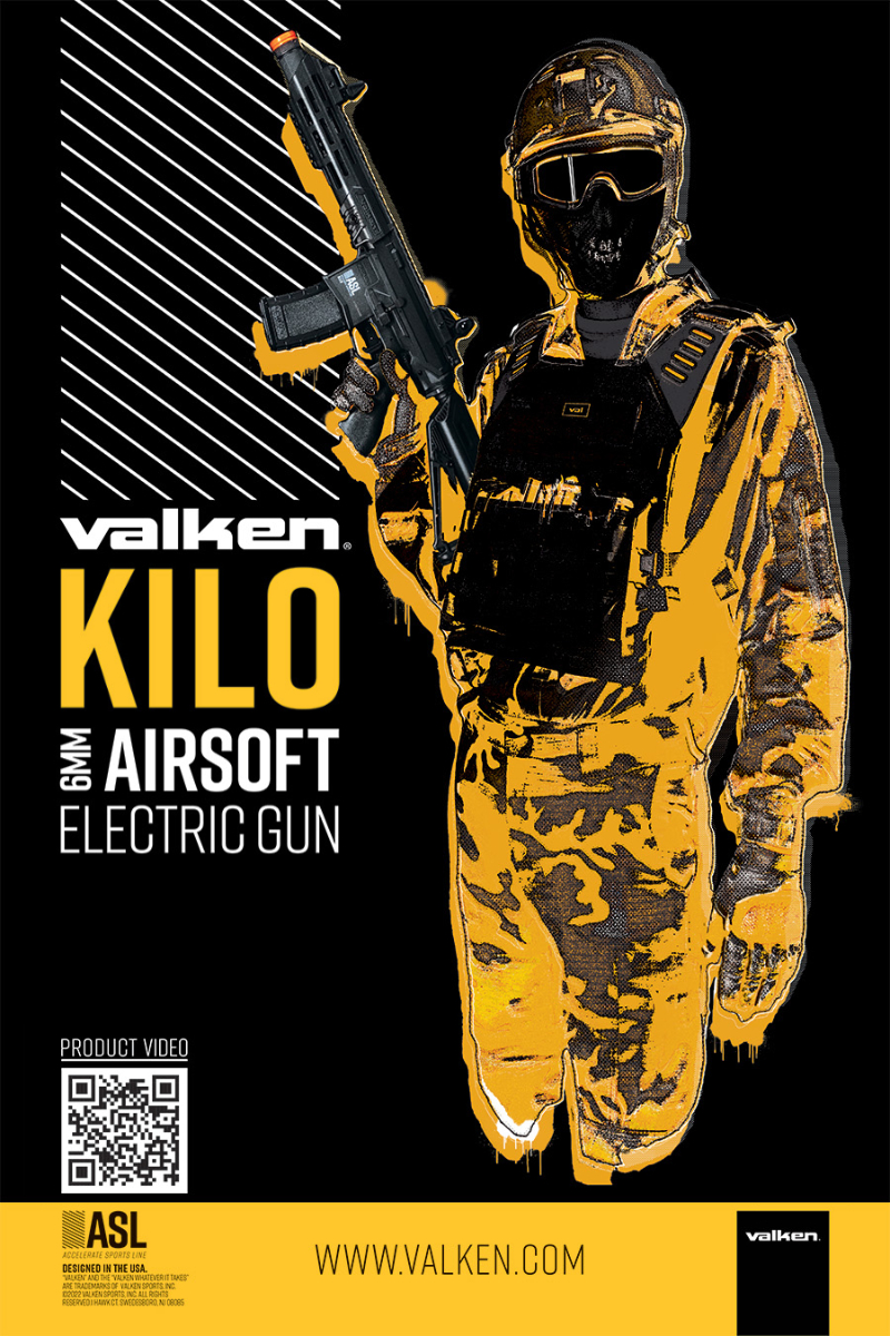 Valken POP Poster for the Kilo ASL Airsoft Rifle.