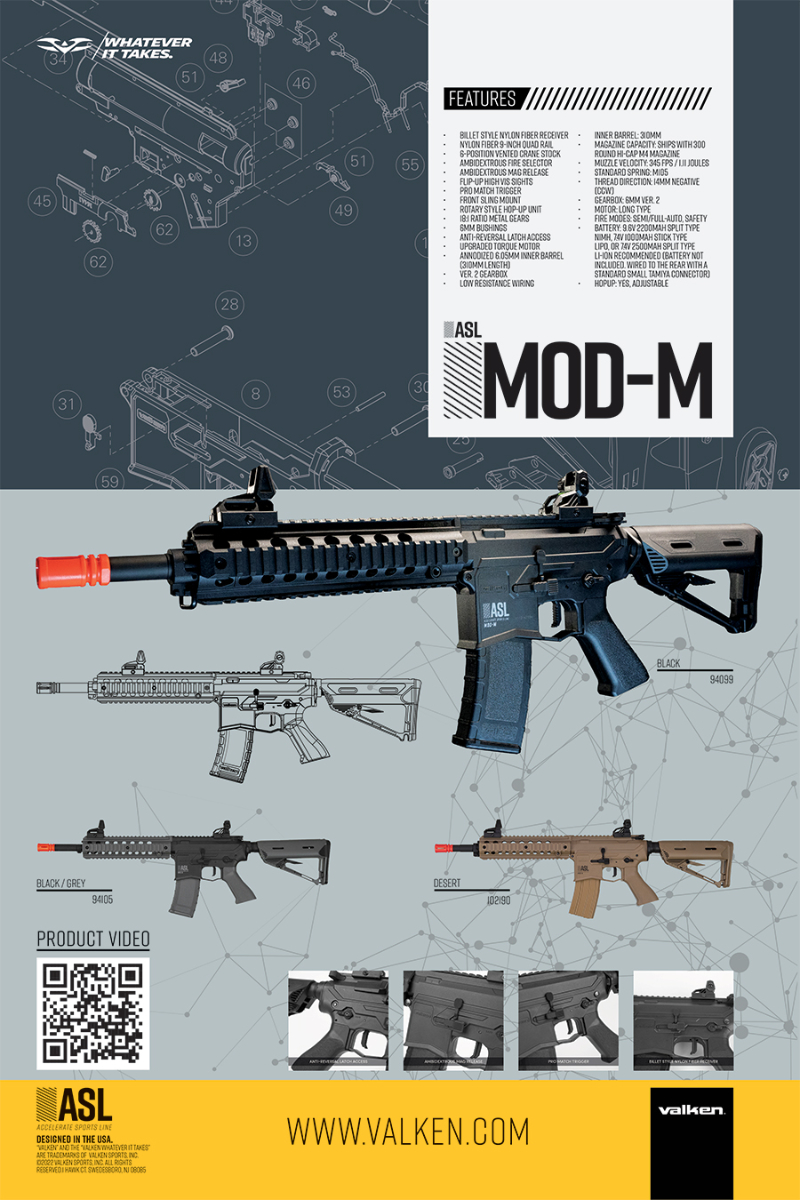 Valken POP Poster for the Mod-M ASL Airsoft Rifle.