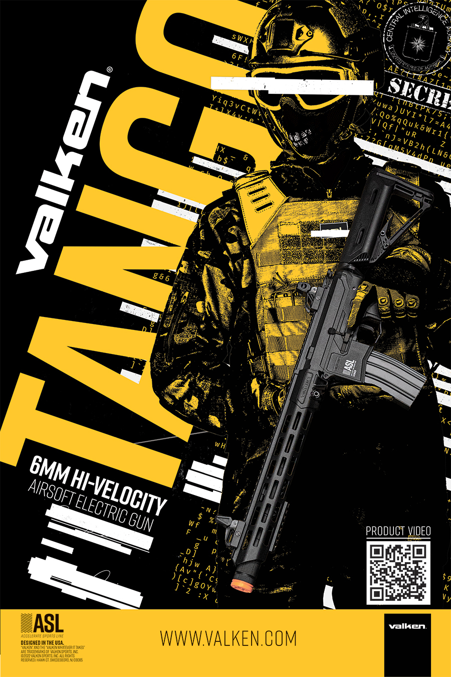 Valken POP Poster for the Tango ASL Airsoft Rifle.